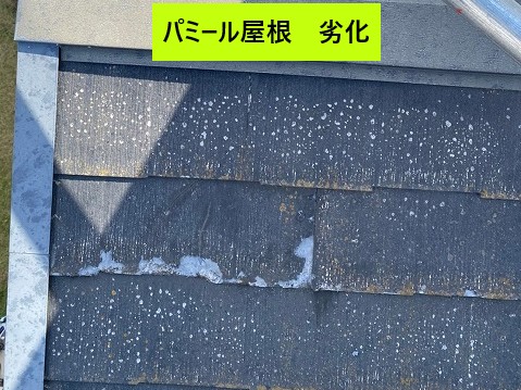 剥離が進む屋根材表面
