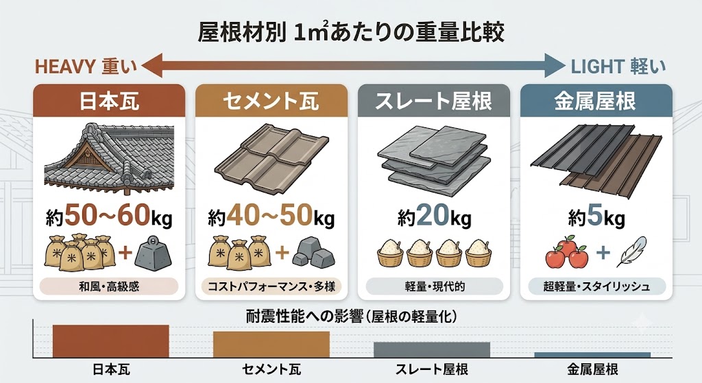 屋根材の重量比較図