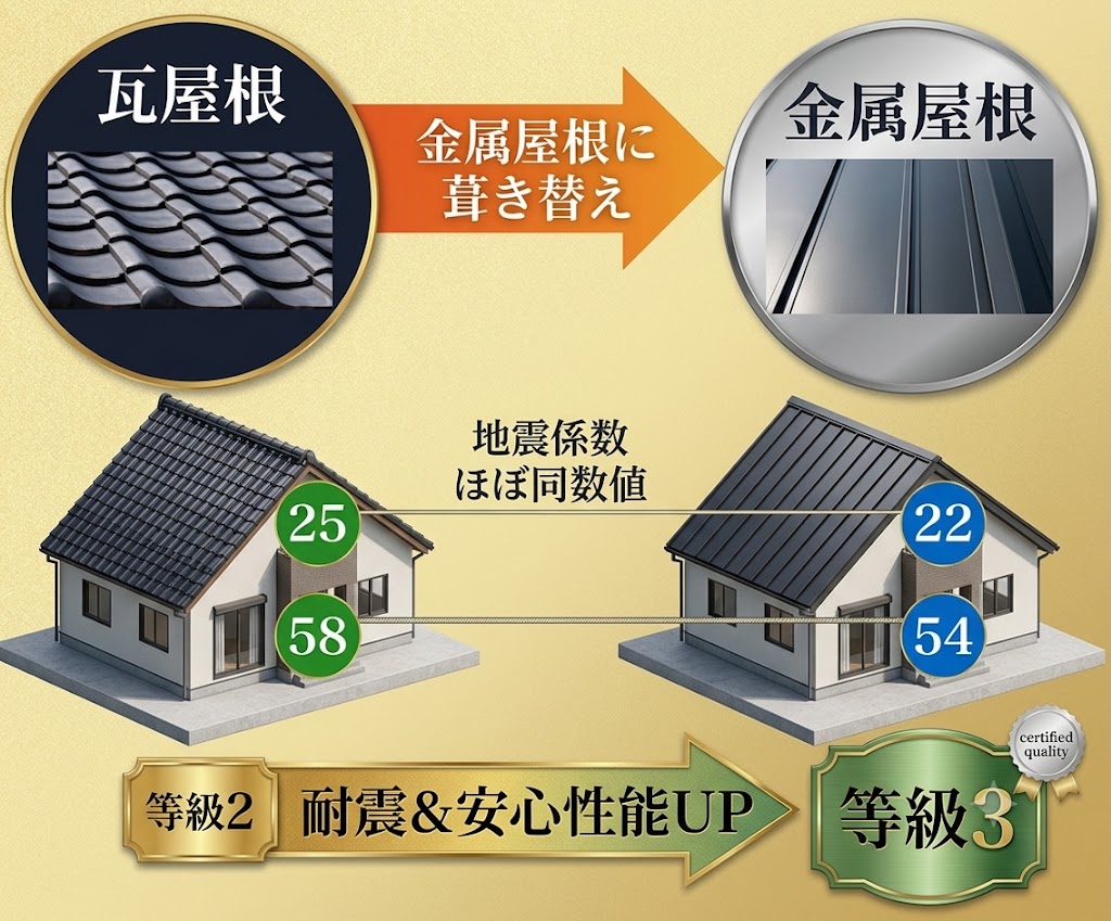 瓦から金属屋根へ変更図