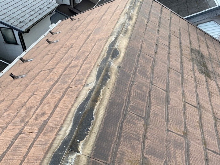 棟板金と貫板の撤去、下地の確認