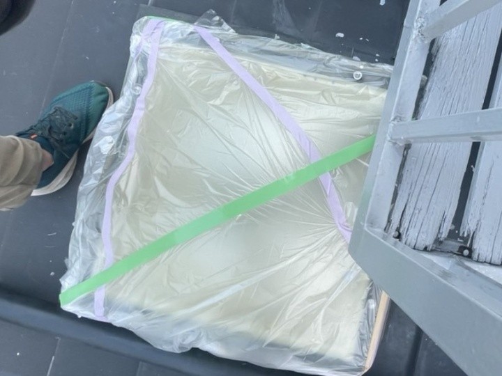 ビニール袋による応急処置の状態を確認