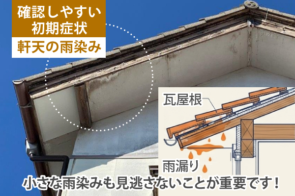 確認しやすい初期症状【軒天の雨染み】